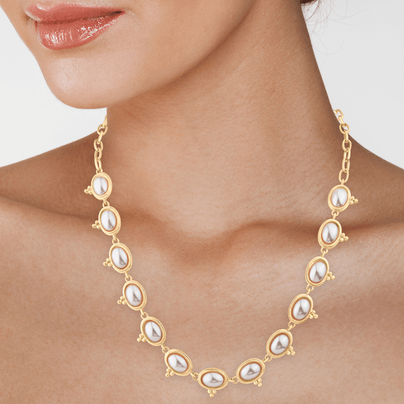 Pearl Vintage Oval Riviere Necklace