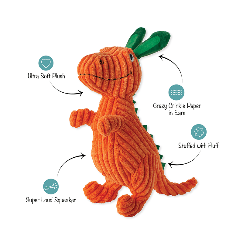 Carrot 'Bout You Dino Plush Dog Toy