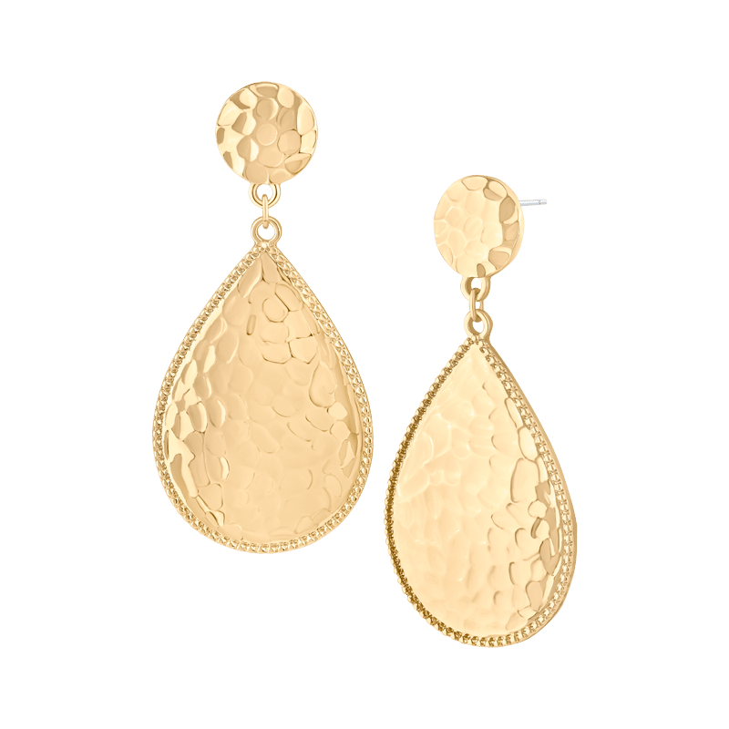 Hammered Round/Pear Drop Earrings