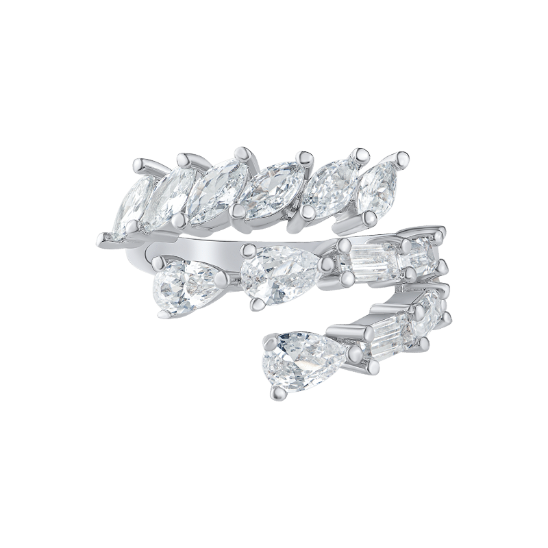 3Cttw Multishape Triple Wrap Open Ring - Size 6