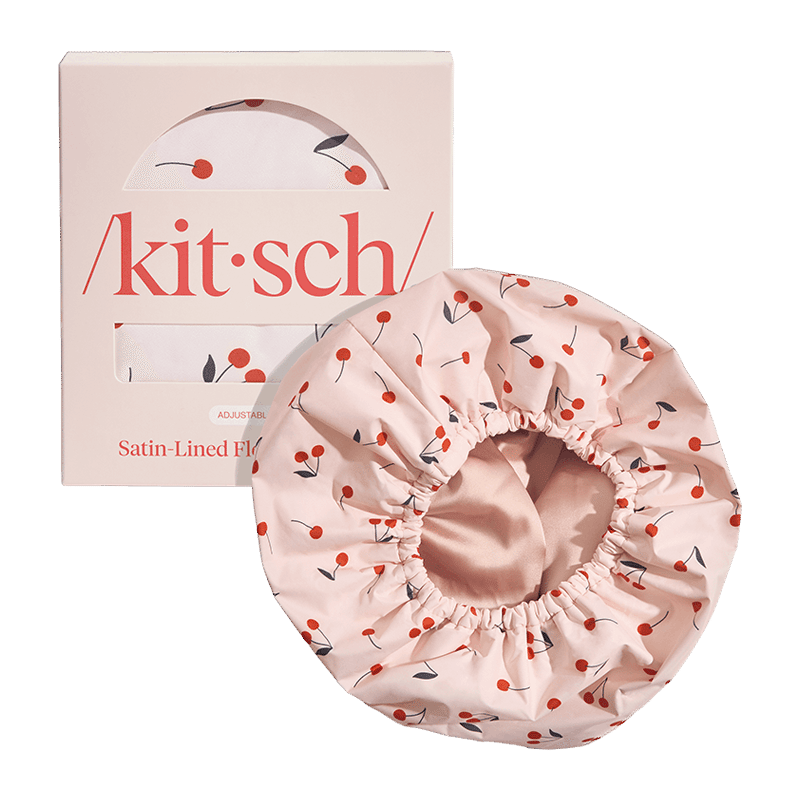 Cherry Print Satin Shower Cap