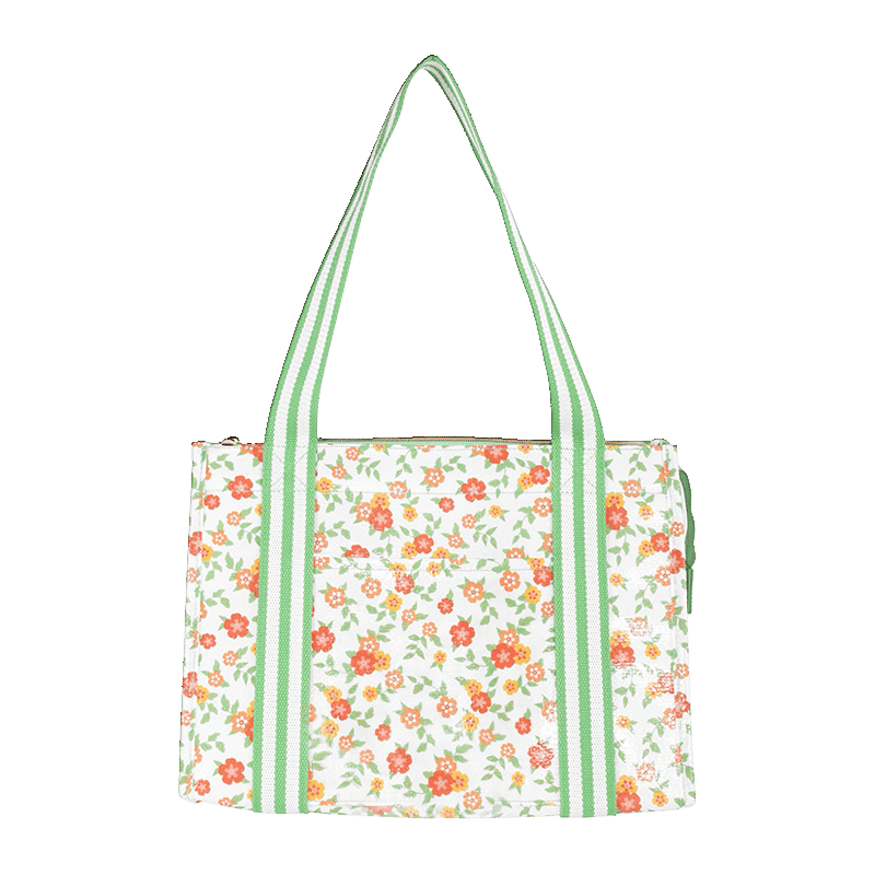Insulated Market Tote, Floral Cloud Dancer