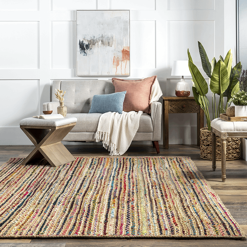 Aleen Bohemian Cotton/Jute Area Rug