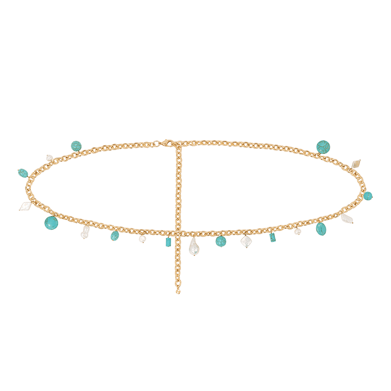 Tropical Turquoise and Pearl Waist Chain