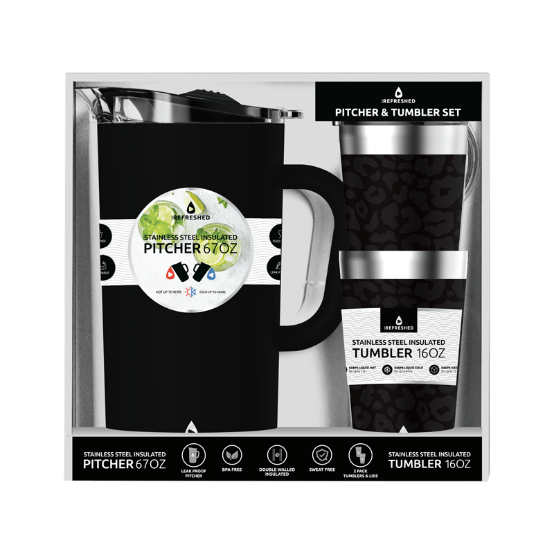 Stainles Steel Pitcher With 2 16 OZ Tumblers SET 