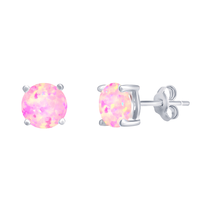 Sterling Silver Pink Opal Studs
