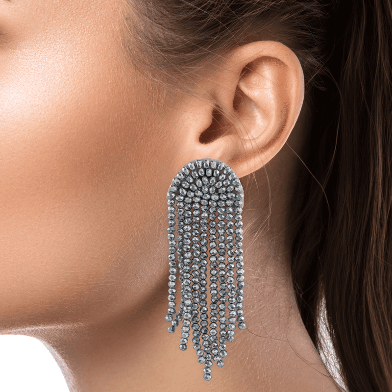 Beaded Waterfall Multi Strand Post Earrings