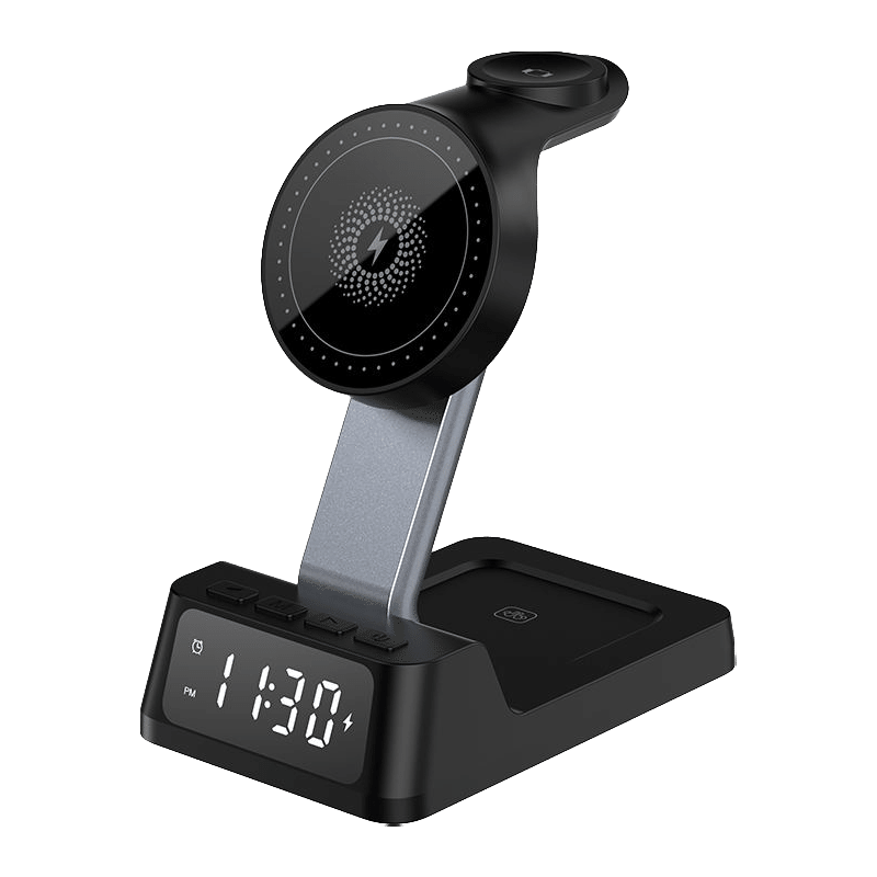 4-in-1 Wireless Charging Station with Alarm Clock