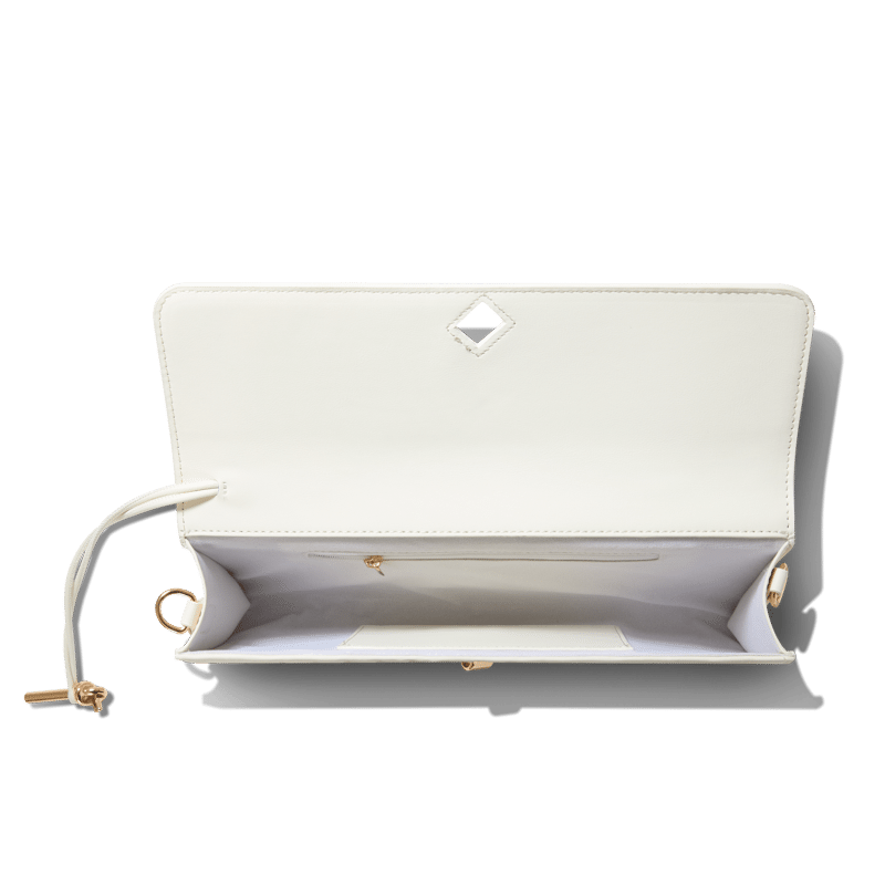 East West Clutch with Crossbody Strap (Cream)