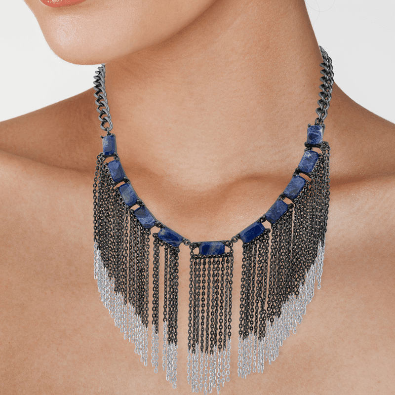 Geniune Sodalite Fringe Necklace