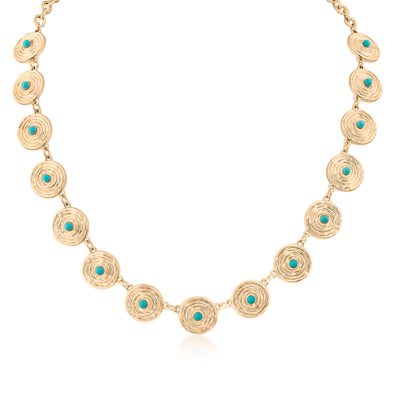 Turquoise Cabochon Disc Necklace