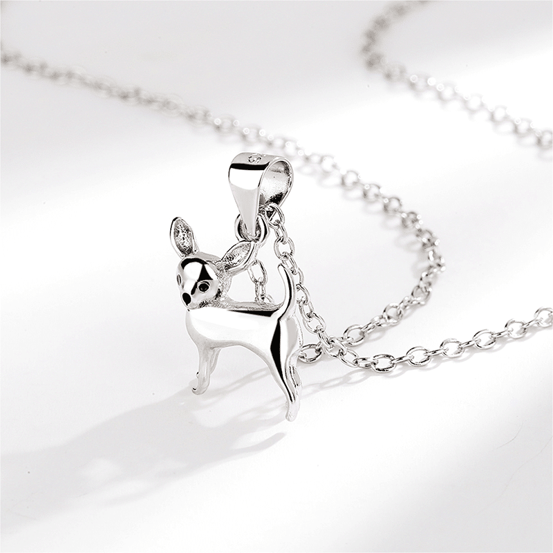 Sterling Silver Chihuahua Pendant Necklace
