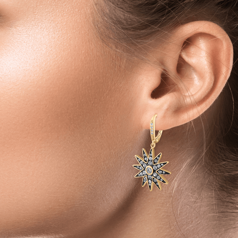 Starburst Cz Pave Leverback Earrings