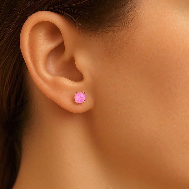 Sterling Silver Pink Opal Studs
