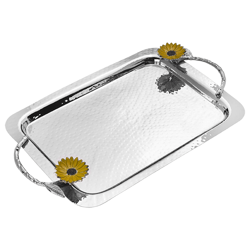 Sunflower Metal Tray with Handles