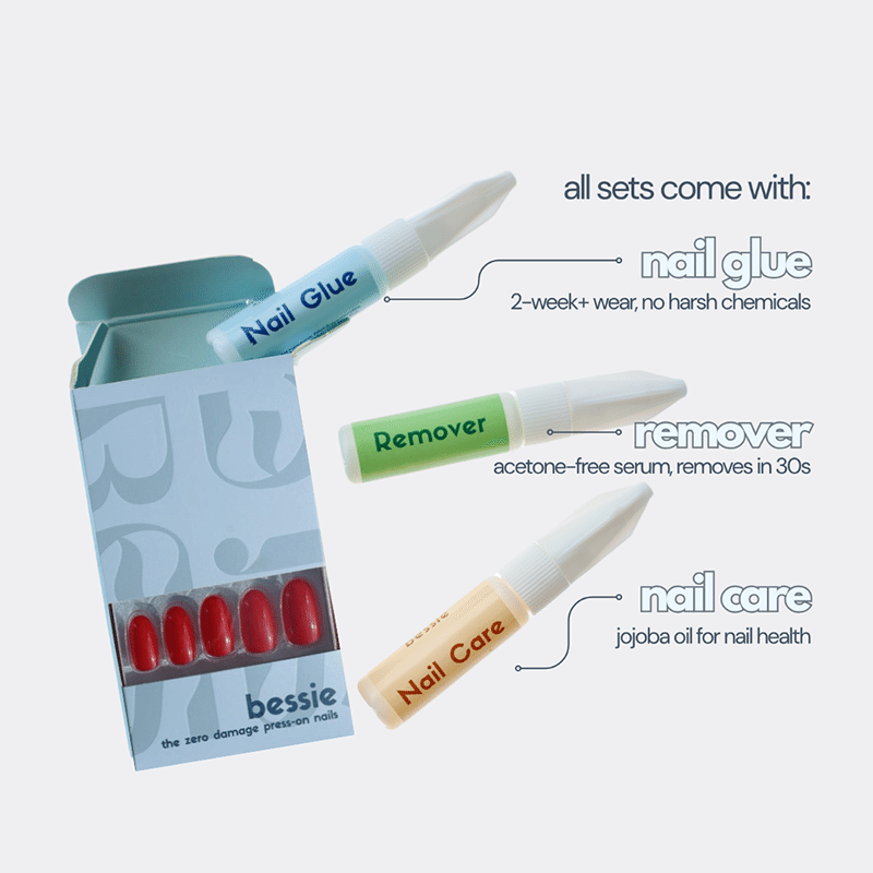 True Red Press On Nails