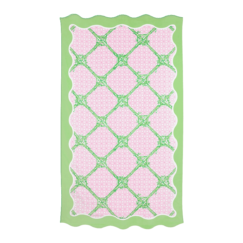 Scalloped Beach Towel, Butterfly Trellis