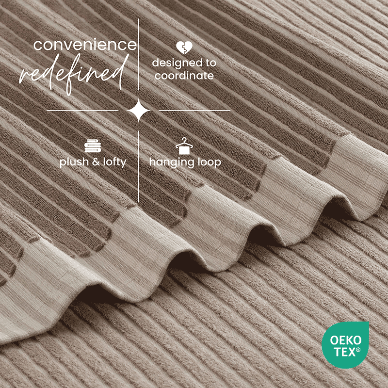 Martex Restore Sculpted Stripe Tan Wash Cloth