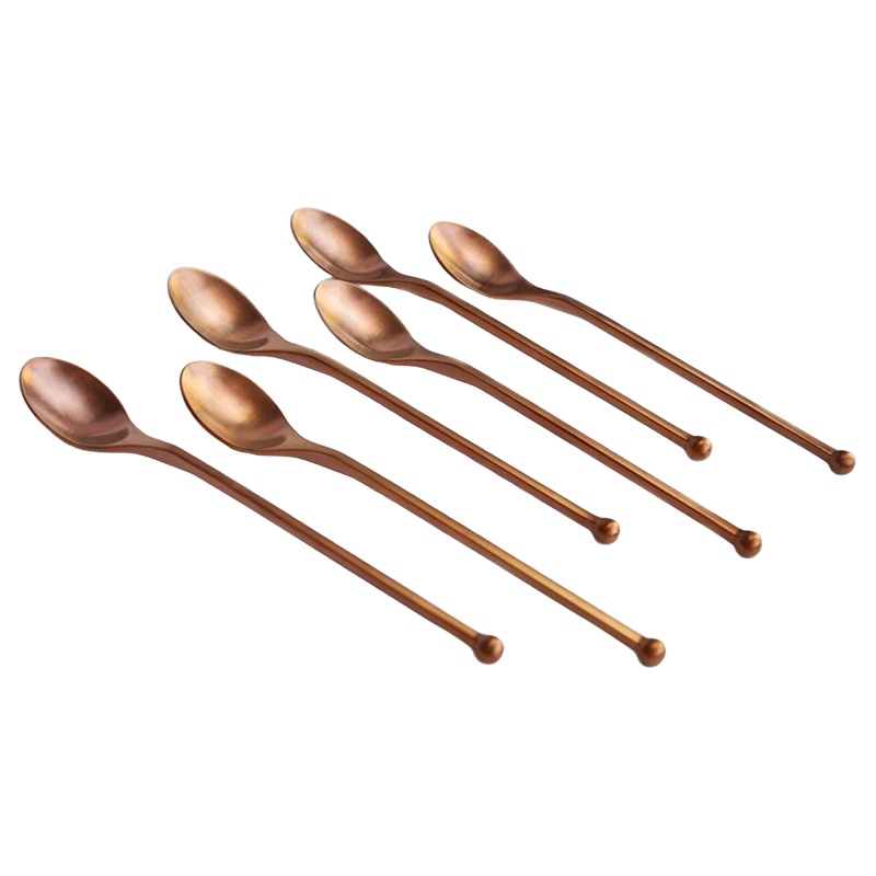 Set of 6 Copper Toned Iced Tea Spoons
