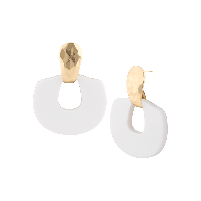 White Resin Knocker Earring