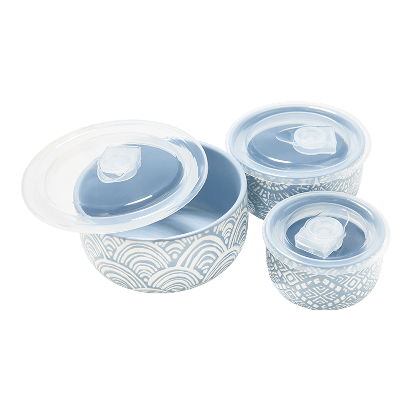 S/3 Food Storage Bowls - Blue