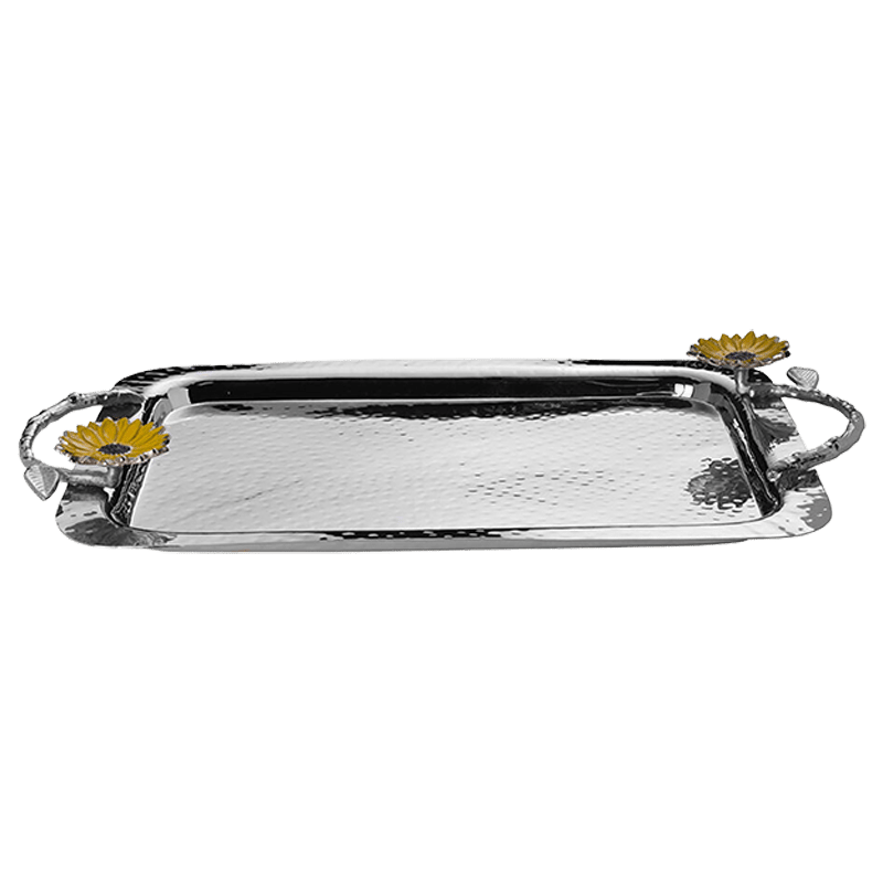 Sunflower Metal Tray with Handles