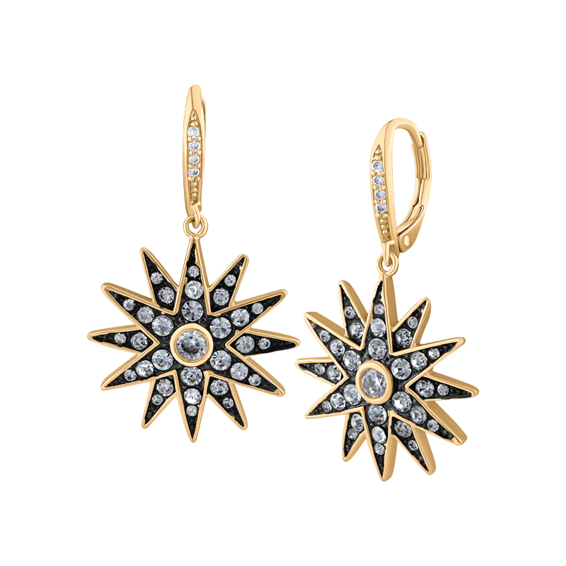 Starburst Cz Pave Leverback Earrings
