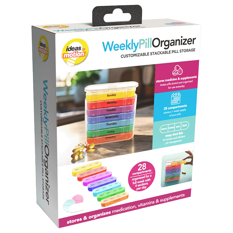 Stacking Color Coded Weekly Pill Organizer