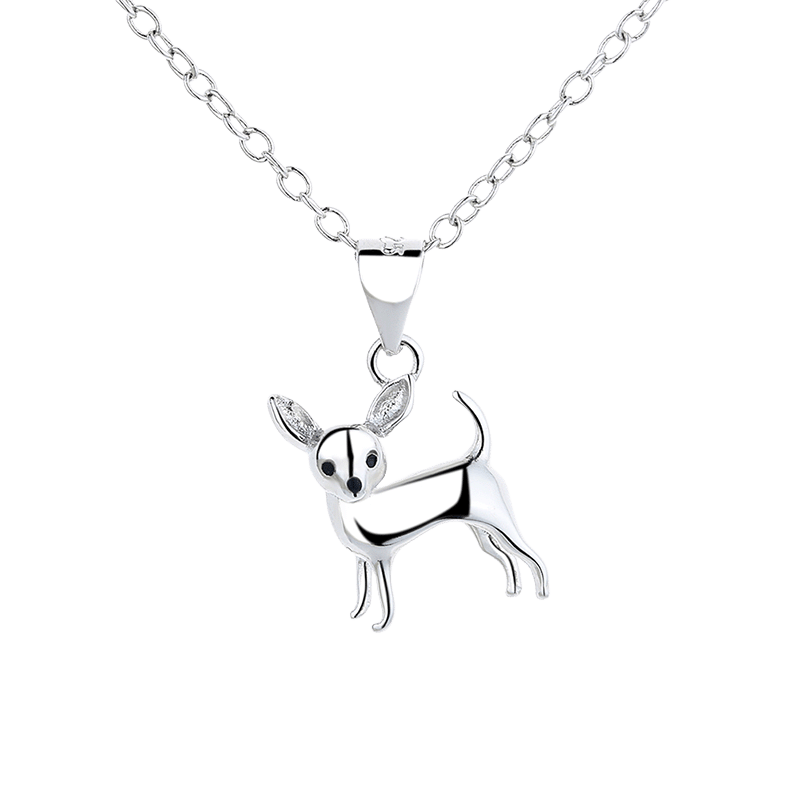 Sterling Silver Chihuahua Pendant Necklace