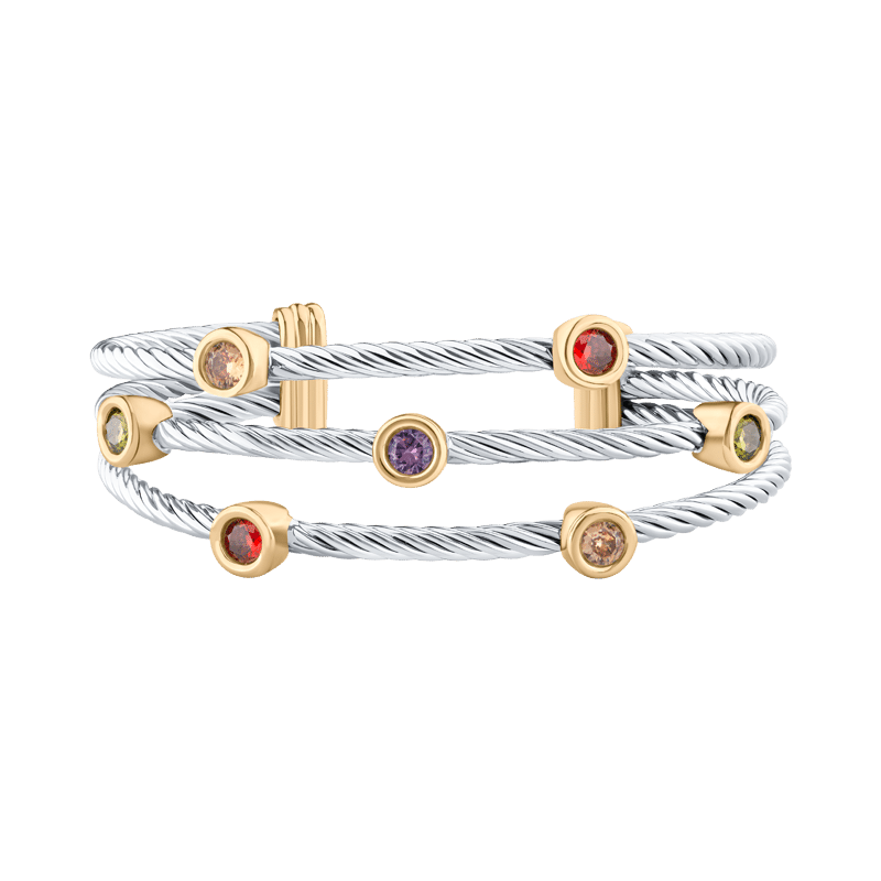 Multi Color 3 Row Cable Bracelet