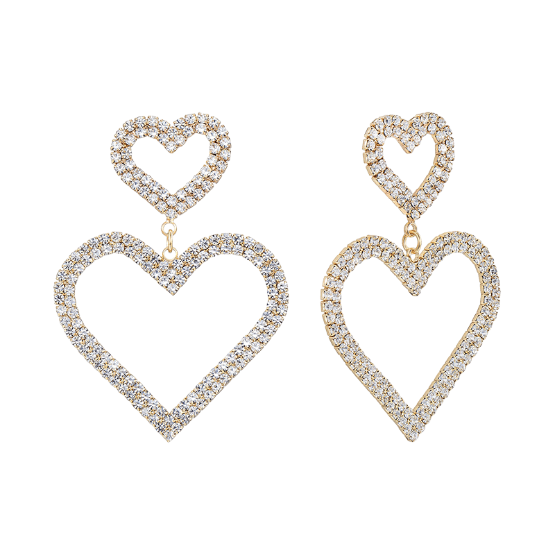 Double Trouble Heart Crystal Earrings