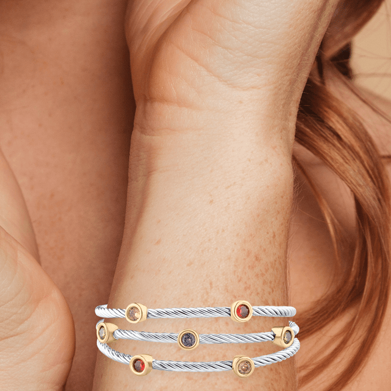 Multi Color 3 Row Cable Bracelet