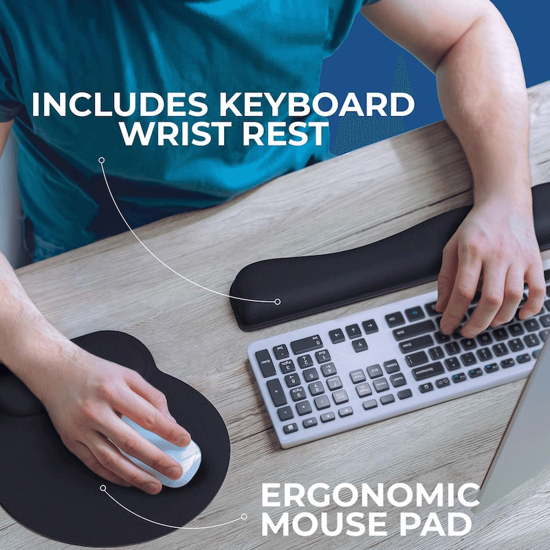 Ergonomic Memory Foam Wrist & Mouse Pad Set