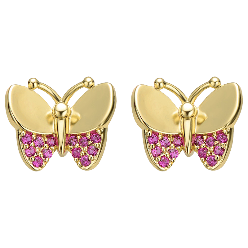 14K Gold Plated Butterfly Stud Earrings