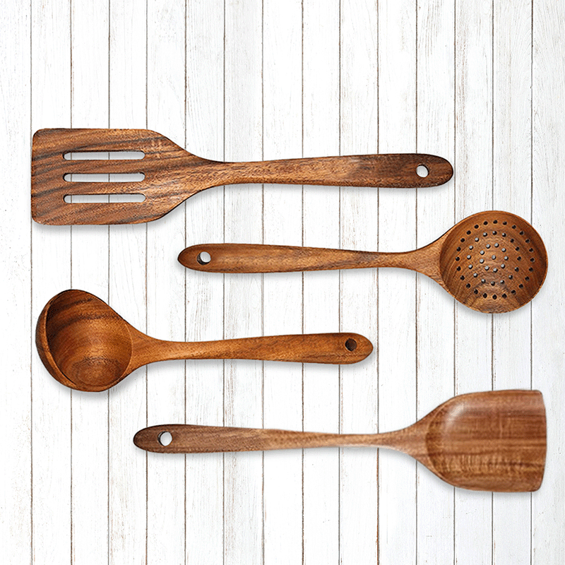 Teak Wood Utensils (4 Pack)