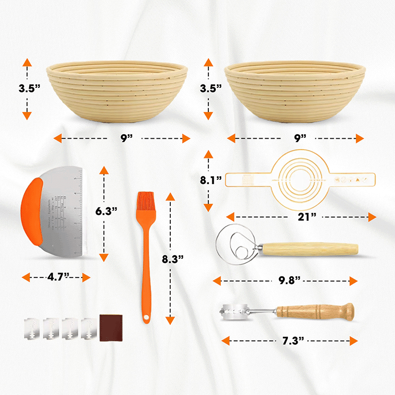 Sourdough Bread Proofing Basket Set