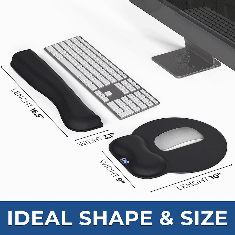 Ergonomic Memory Foam Wrist & Mouse Pad Set