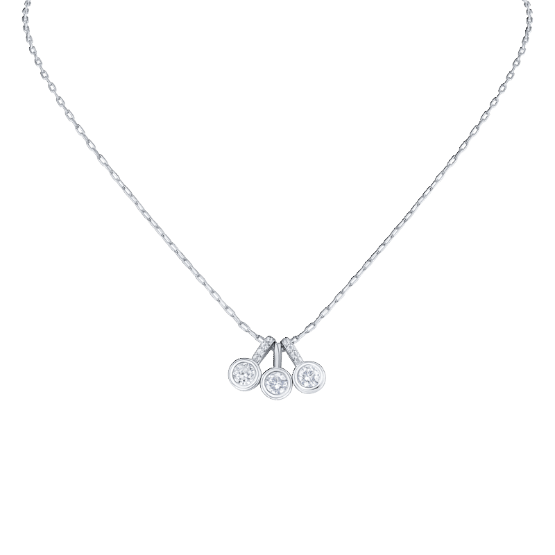 3 Cttw Cz Triple Round Bezel Pendants Necklace