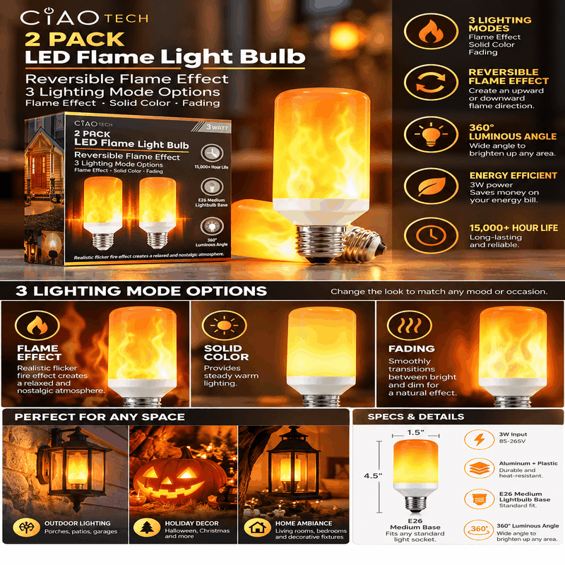 LED Flame Light Bulb (2 Pack)