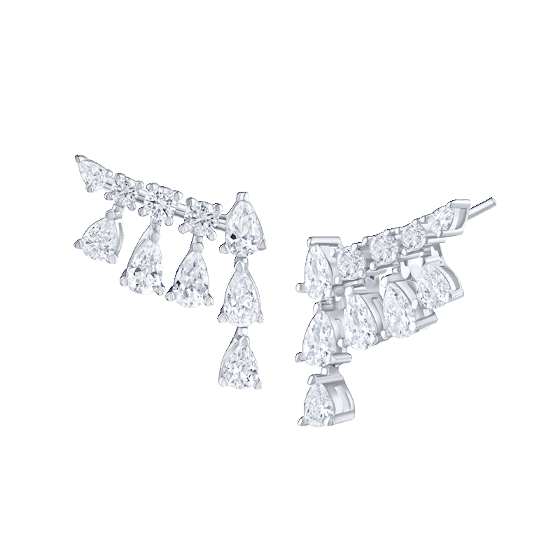 10 Cttw Pear Cz Crawler Dangle Earrings