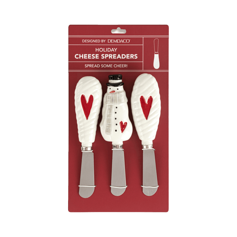Snowman Red Heart Ceramic Spreaders Set of 3