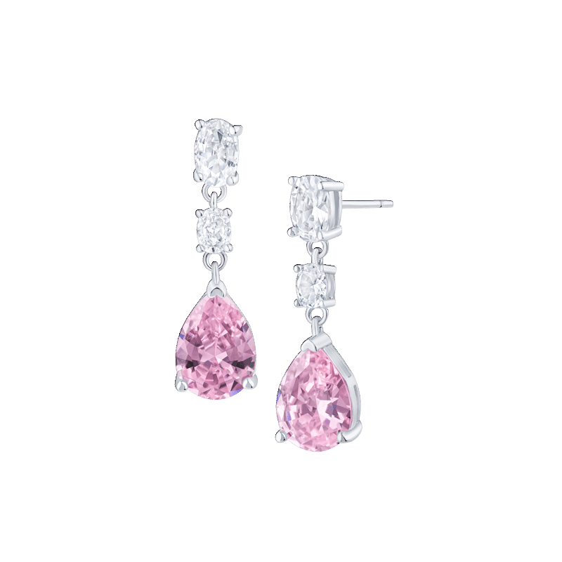 6 Cttw Rnd/Pear Cz Linear Drop Earrings