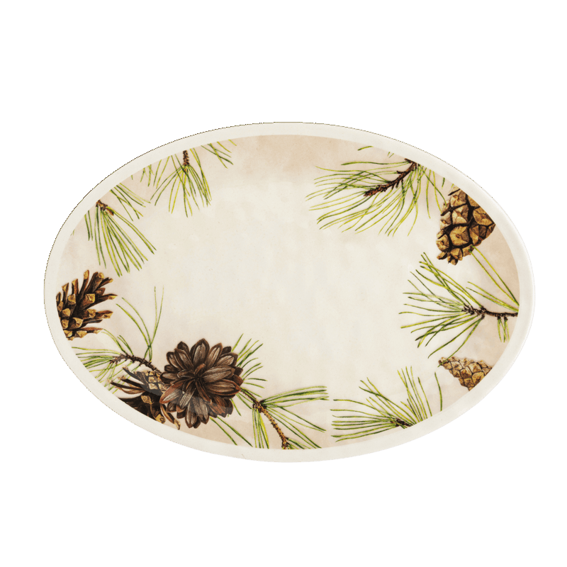 Green Pine Bamboo Large Melamine Oval Platter