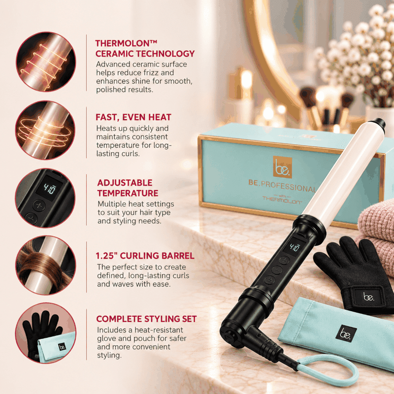 1.5" Thermolon Curling Wand with Glove & Heat Mat