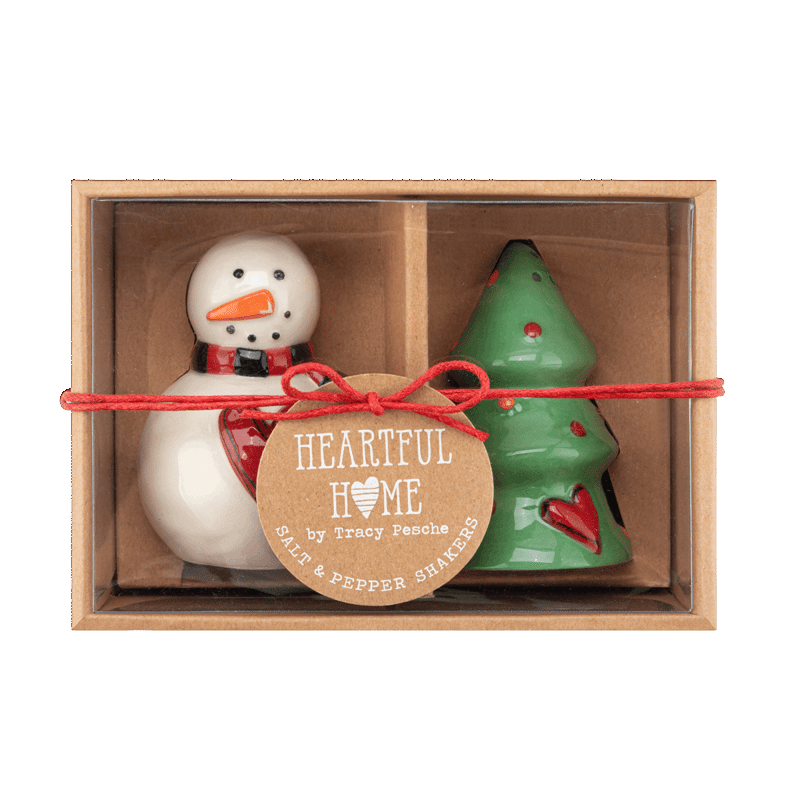 Snowman and Tree Salt and Pepper Shakers Set of 2
