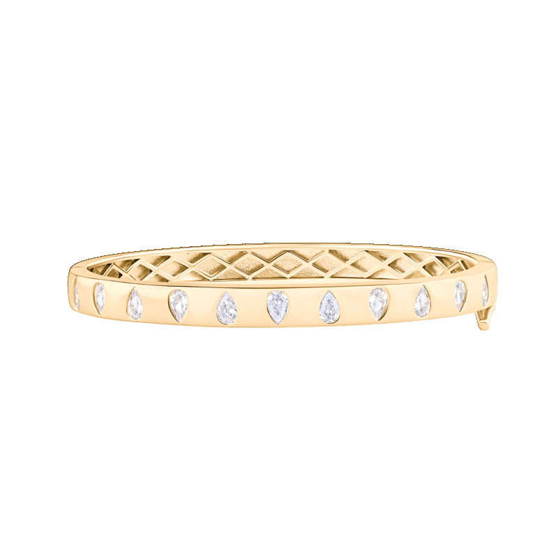 2.5 Cttw Up Down Pear Cz Inset Hinged Bangle