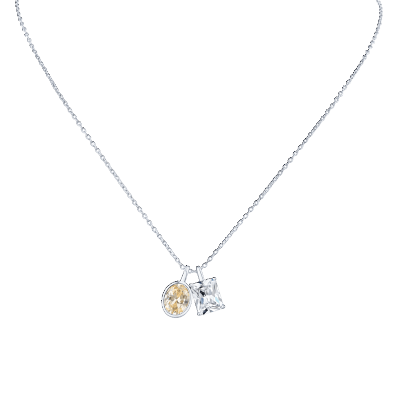 3 Cttw Emerald/Oval Bezel Cz Pendant Necklace