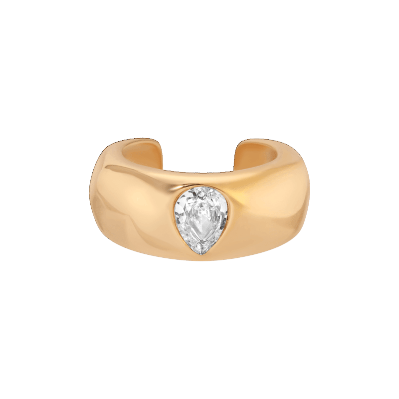 Hammered Ear Cuff With Pear Crystal