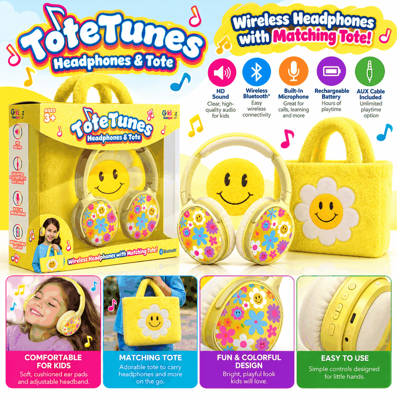 Kids Wireless Heaphones with Tote Bag