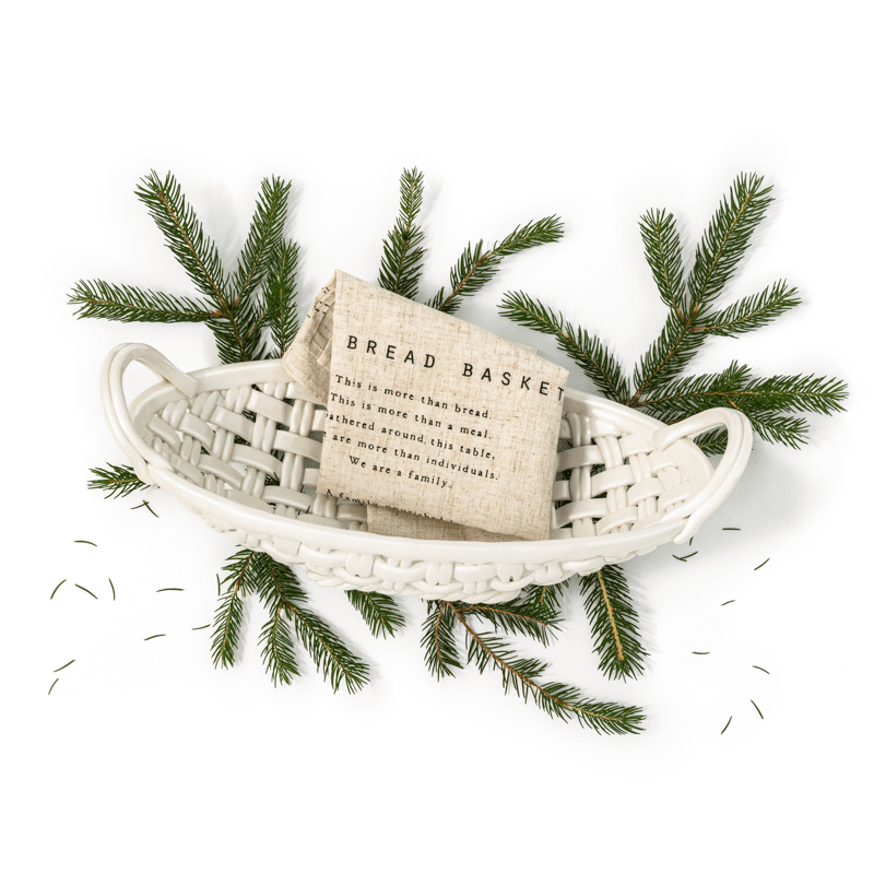 Ceramic Bread Basket with Towel